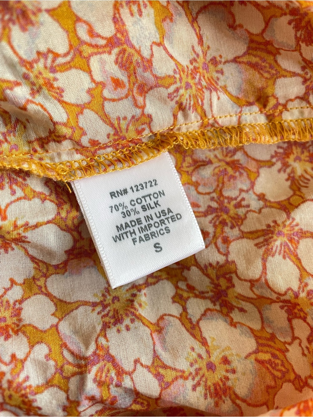 Xirena Jules Short Puff Sleeve Blouse Top in Floral Marigold Orange Small - Picture 5 of 7
